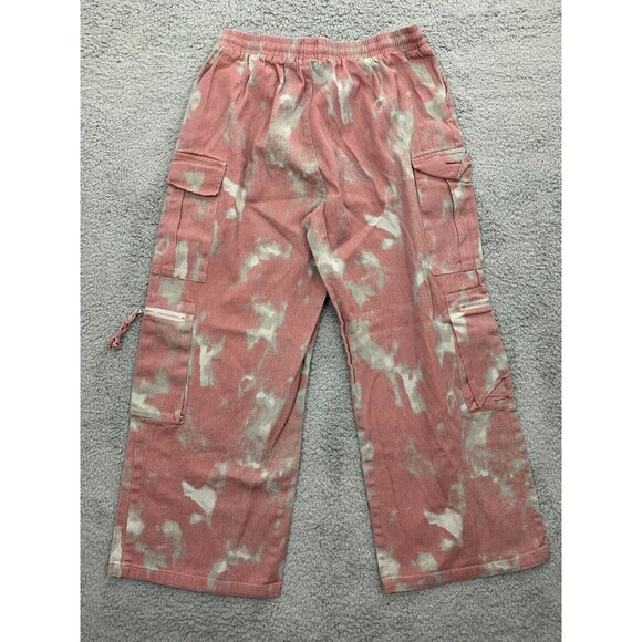 Unbranded (L) Large Drawstring Pull-cord Pull Red Gray Denim Cargo Jean Pants - Picture 5 of 13